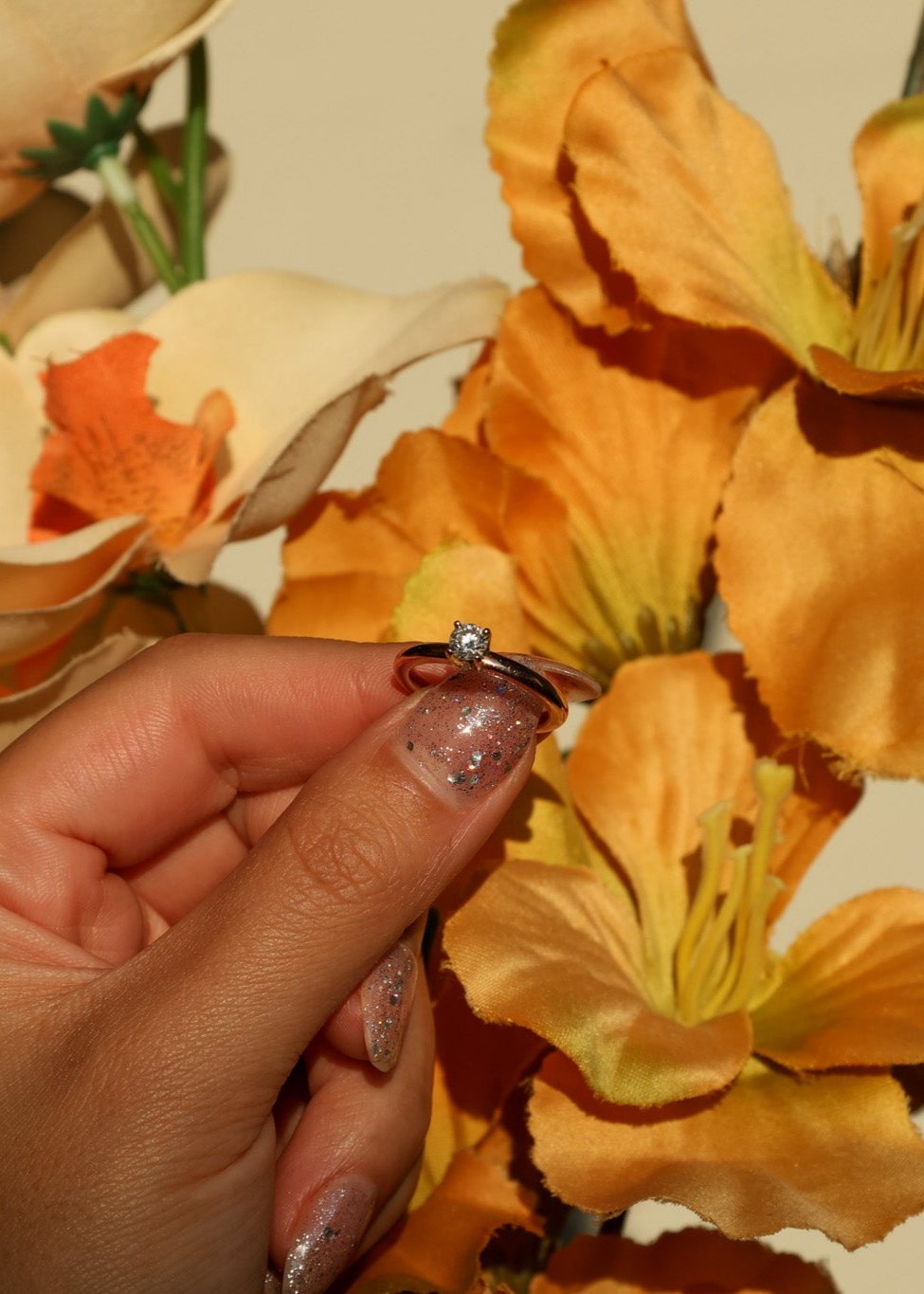Anillo de Compromiso en Oro Rosa 14k con Diamante Natural 0.30ct