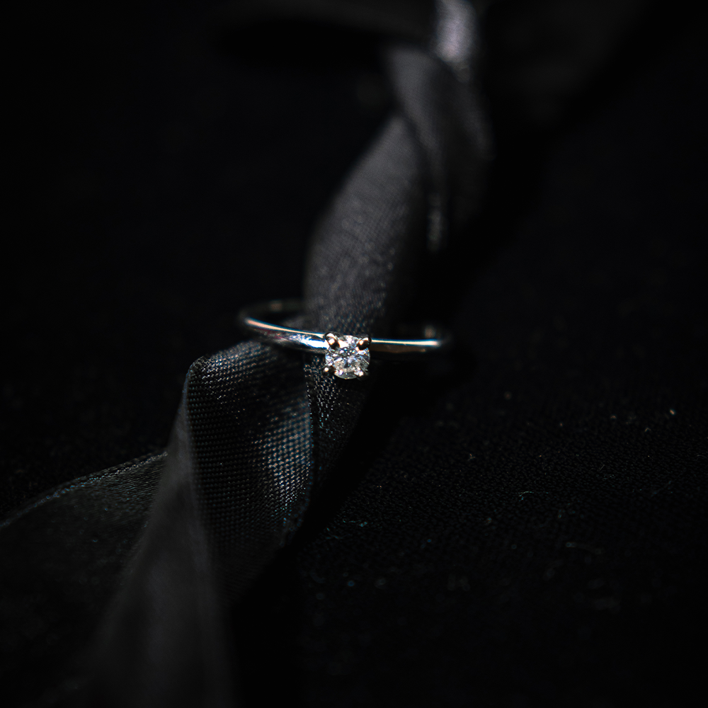 Anillo Solitario de Oro Blanco 14k