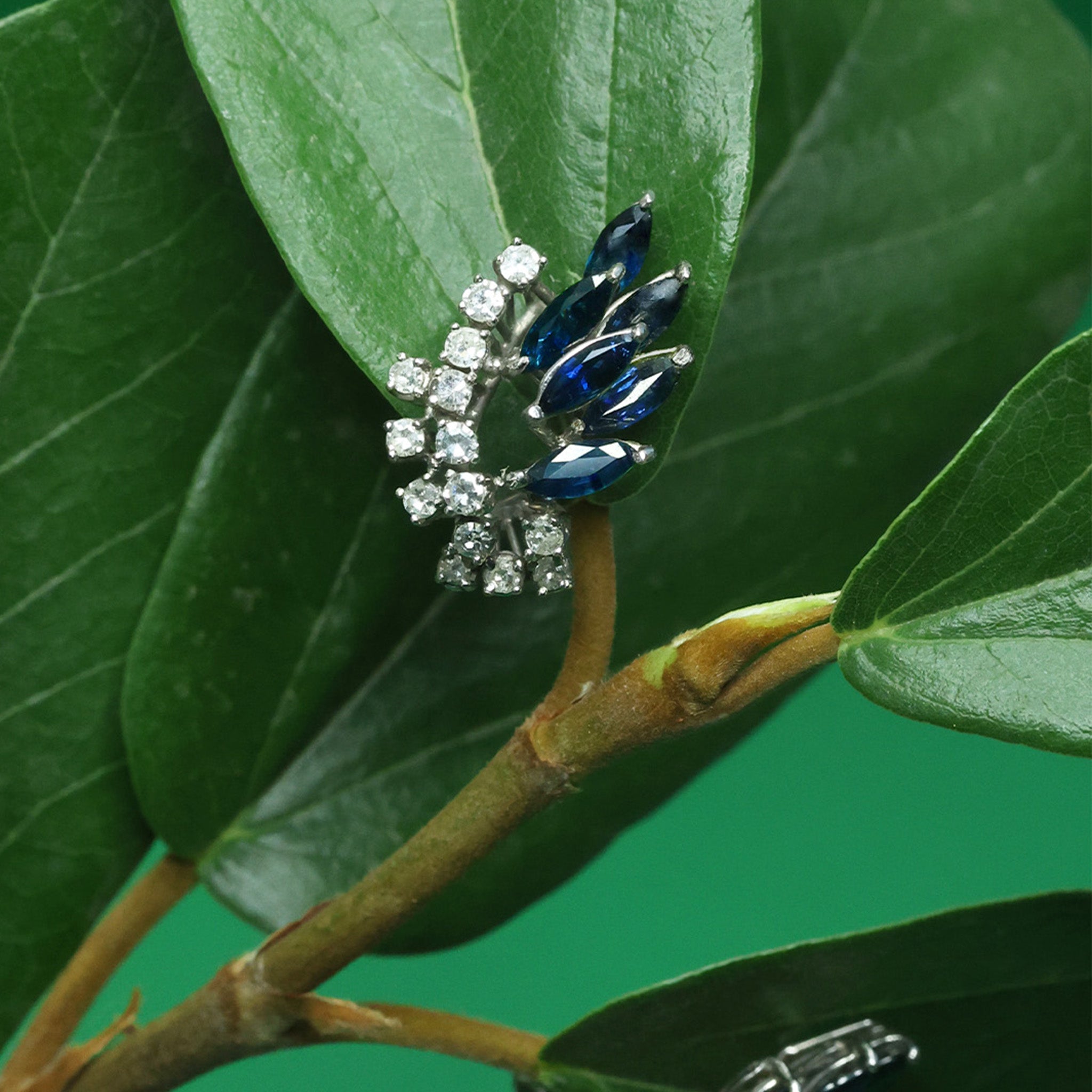 Set de Aretes y Anillo con Piedra de Zafiro