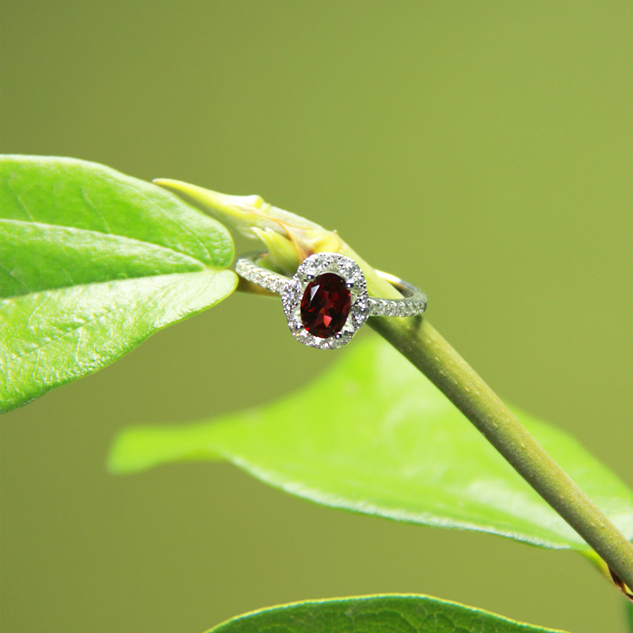Anillo Granate y Diamantes